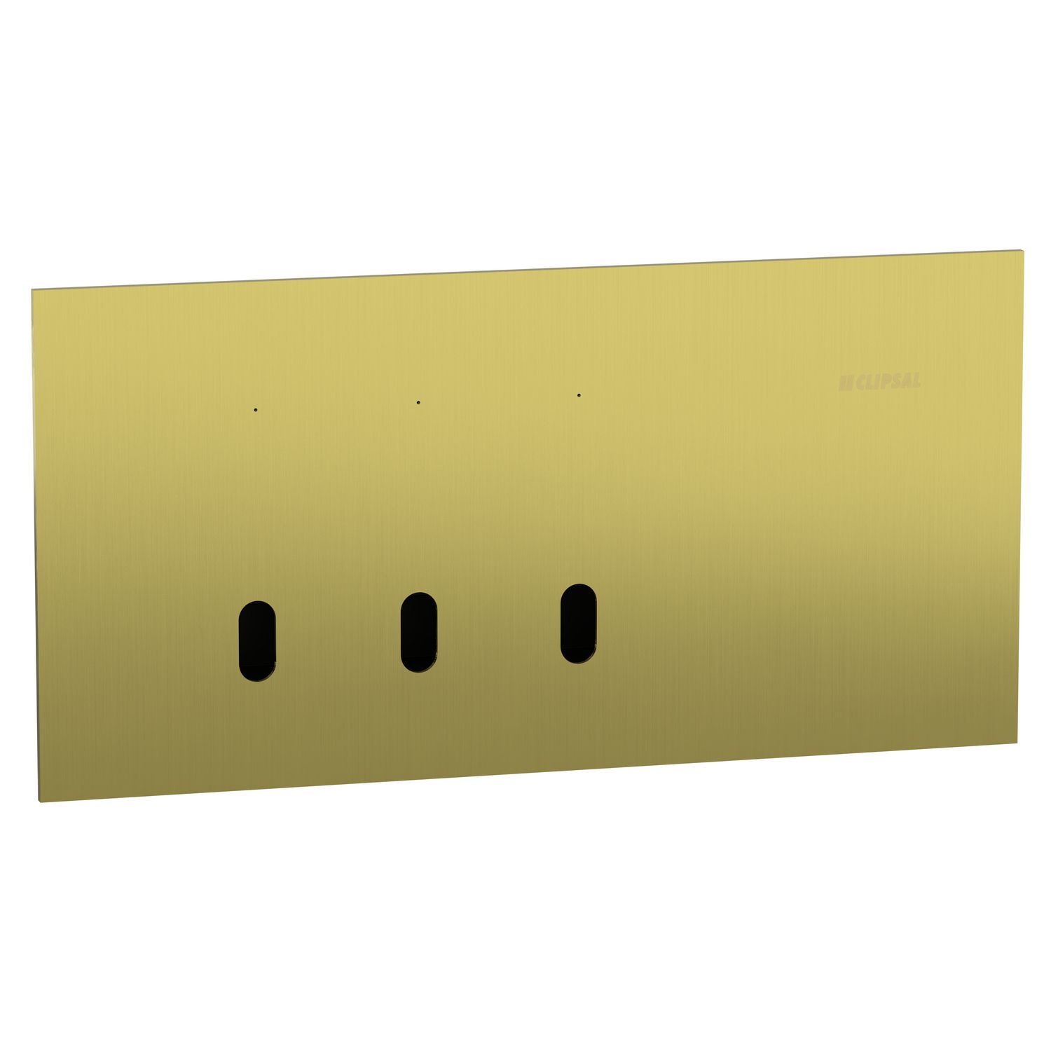 Picture of Grid plate with cover frame, Clipsal Solis T Series, for switch, horizontal, 3 gangs, brushed brass
