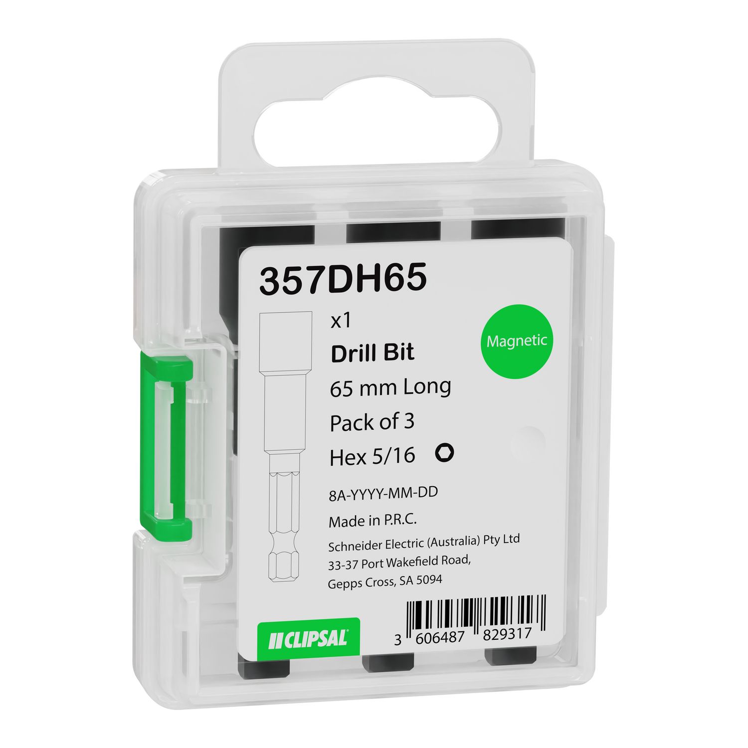 Picture of Driver bit, Clipsal General Accessories, hex head, 5/16X65mm, pack of 3