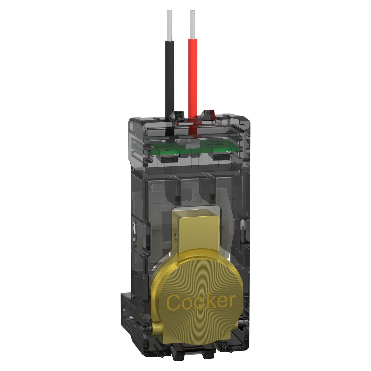 Picture of Push button adaptor, Clipsal Solis T Series, marked COOKER, brushed brass