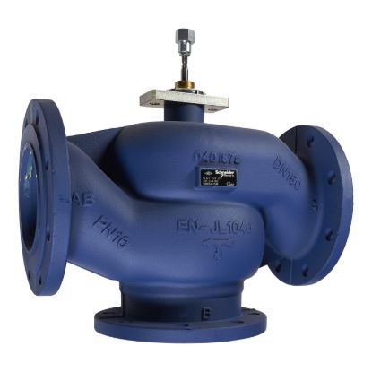 Picture of V321 Globe Valve, 3-Way, PN16, Flanged DN125, Kvs 250, Cast Iron Body, Stainless Trim, Max. Glycol 50%, Stem-Up Closed (A-AB)