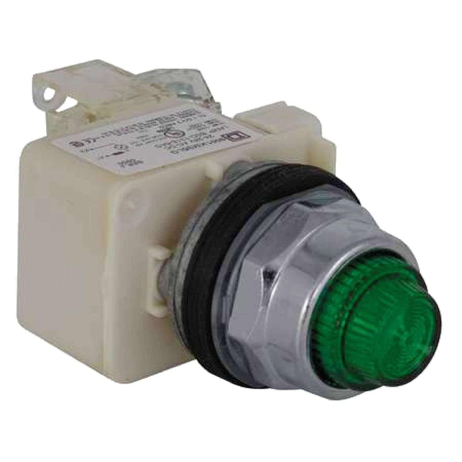 Picture of Push-to-test pilot light, Harmony 9001K, metal, polycarbonate, fresnel, green, 30mm, LED green, 24-28V