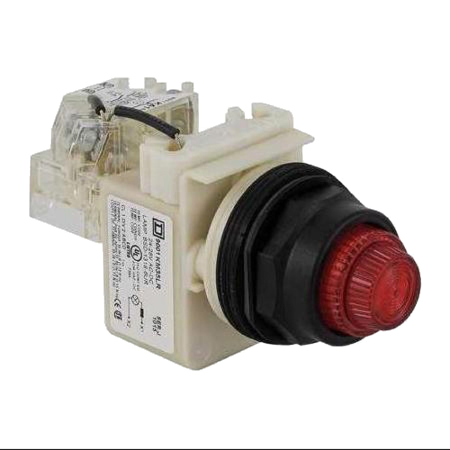 Picture of Push-to-test pilot light, Harmony 9001K, metal, polycarbonate, fresnel, red, 30mm, LED red, 24-28V