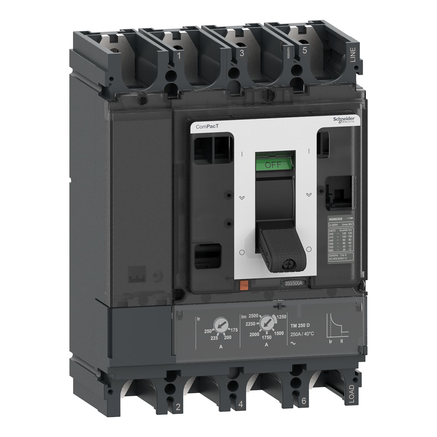 Picture of Circuit breaker, ComPacT NSX400 DC PV, 10kA/1000VDC, 4 poles, TM-DC PV trip unit 400A