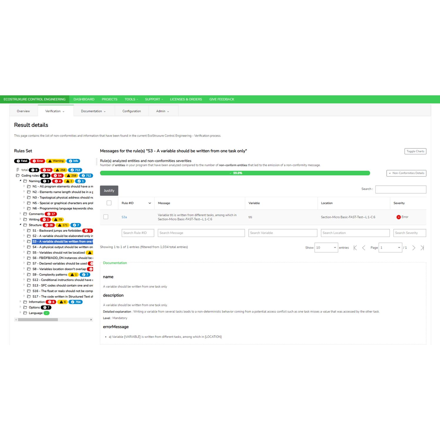Picture of license, EcoStruxure Control Engineering, verification and documentation, perpetual, 10 programs