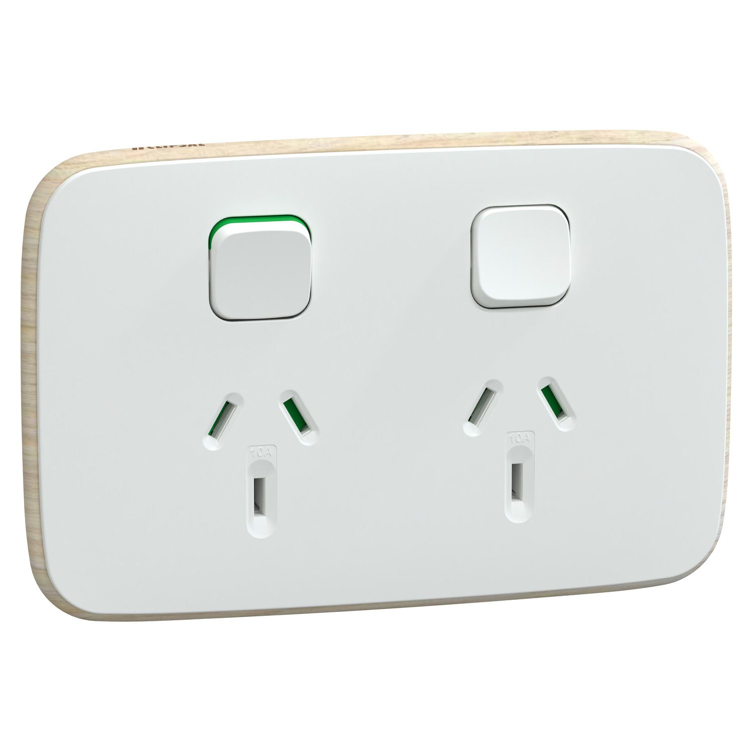Picture of Switched Socket, Iconic, 2 switch & 2 socket, horizontal, 10A, 230/240V, arctic white