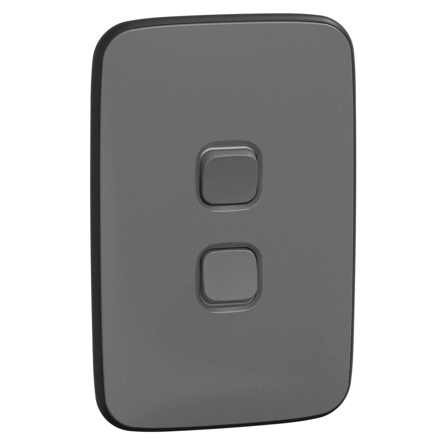 Picture of Switch, Iconic, Assembled, vertical, 1_2way, 2 gangs, 10AX, 230/240V, ash grey