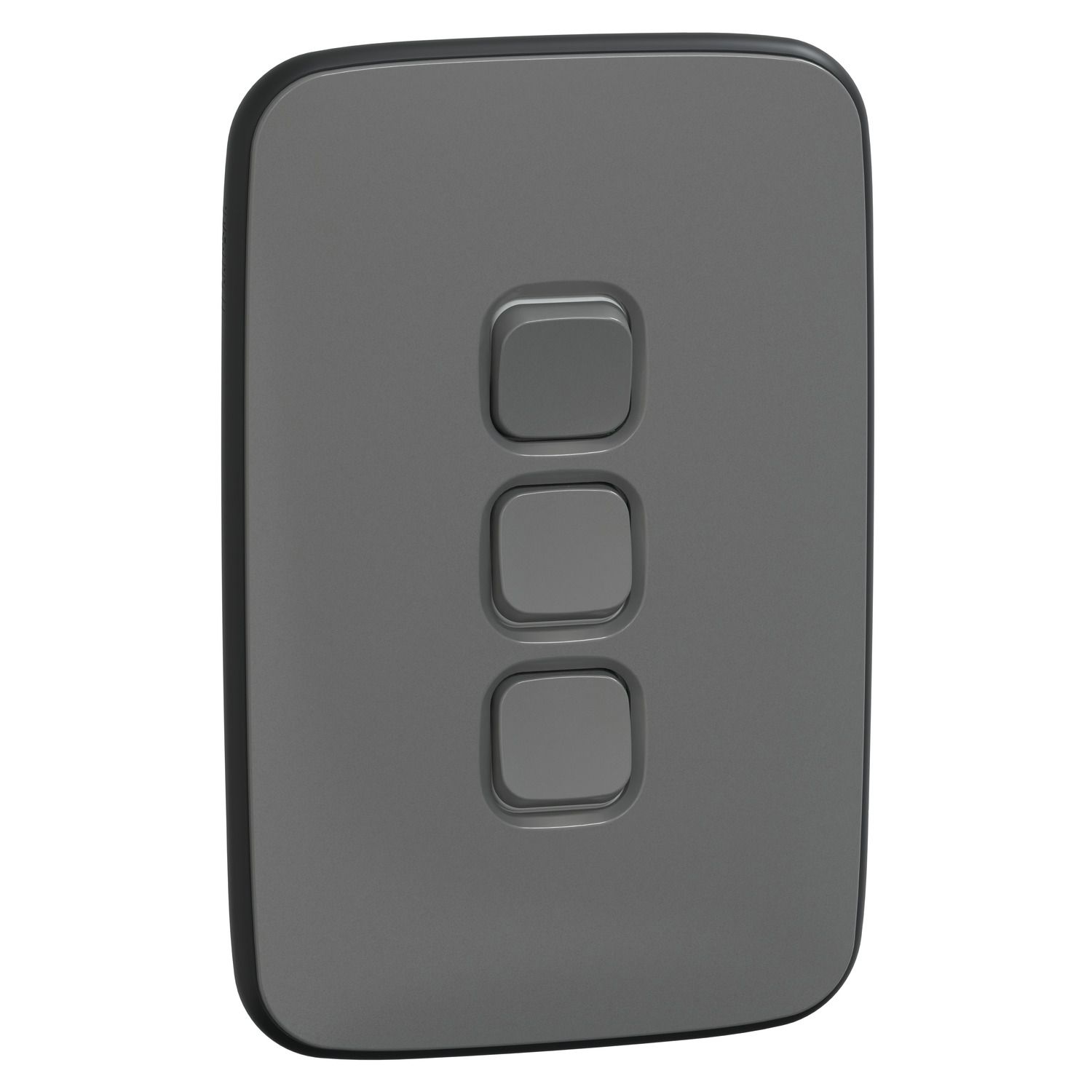 Picture of Switch, Iconic, Assembled, vertical, 1_2way, 3 gangs, 10AX, 230/240V, ash grey