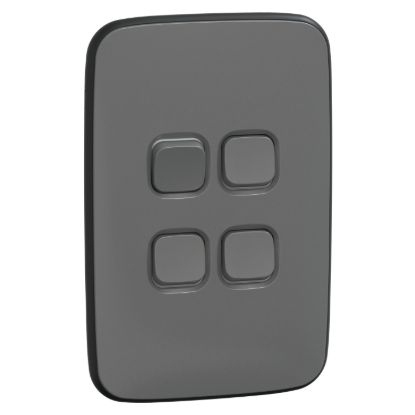 Picture of Switch, Iconic, Assembled, vertical, 1_2way, 4 gangs, 10AX, 230/240V, ash grey