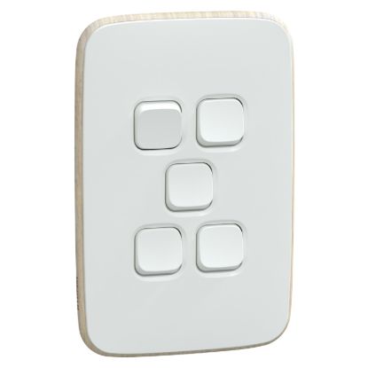 Picture of Switch, Iconic, Assembled, vertical, 1_2way, 5 gangs, 10AX, 230/240V, arctic white
