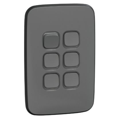 Picture of Switch, Iconic, Assembled, vertical, 1_2way, 6 gangs, 10AX, 230/240V, ash grey