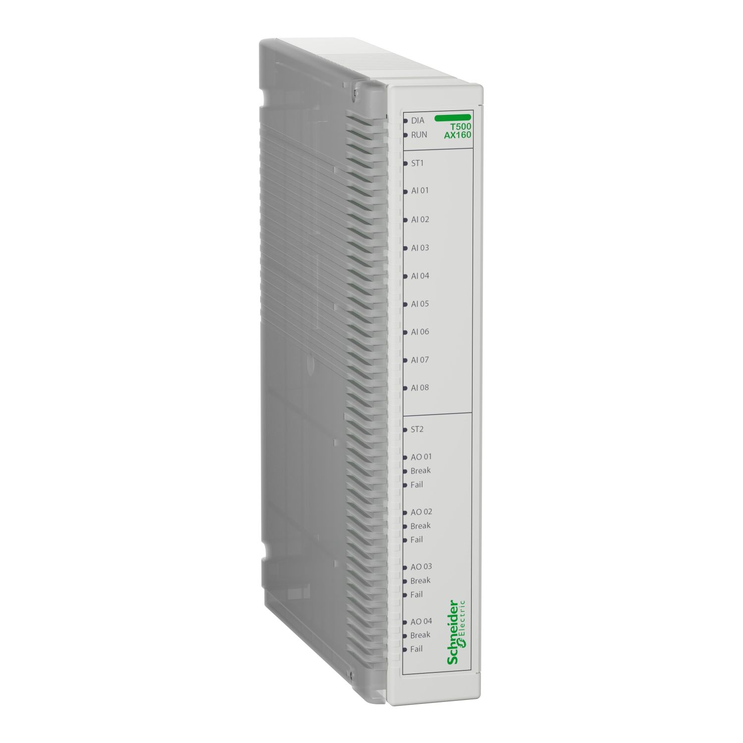 Picture of analog I/O PowerLogic T500, AX160/C1 hot-swappable expansion module 8 analog inputs, 4 analog outputs with 1ms timestamping, direct connection