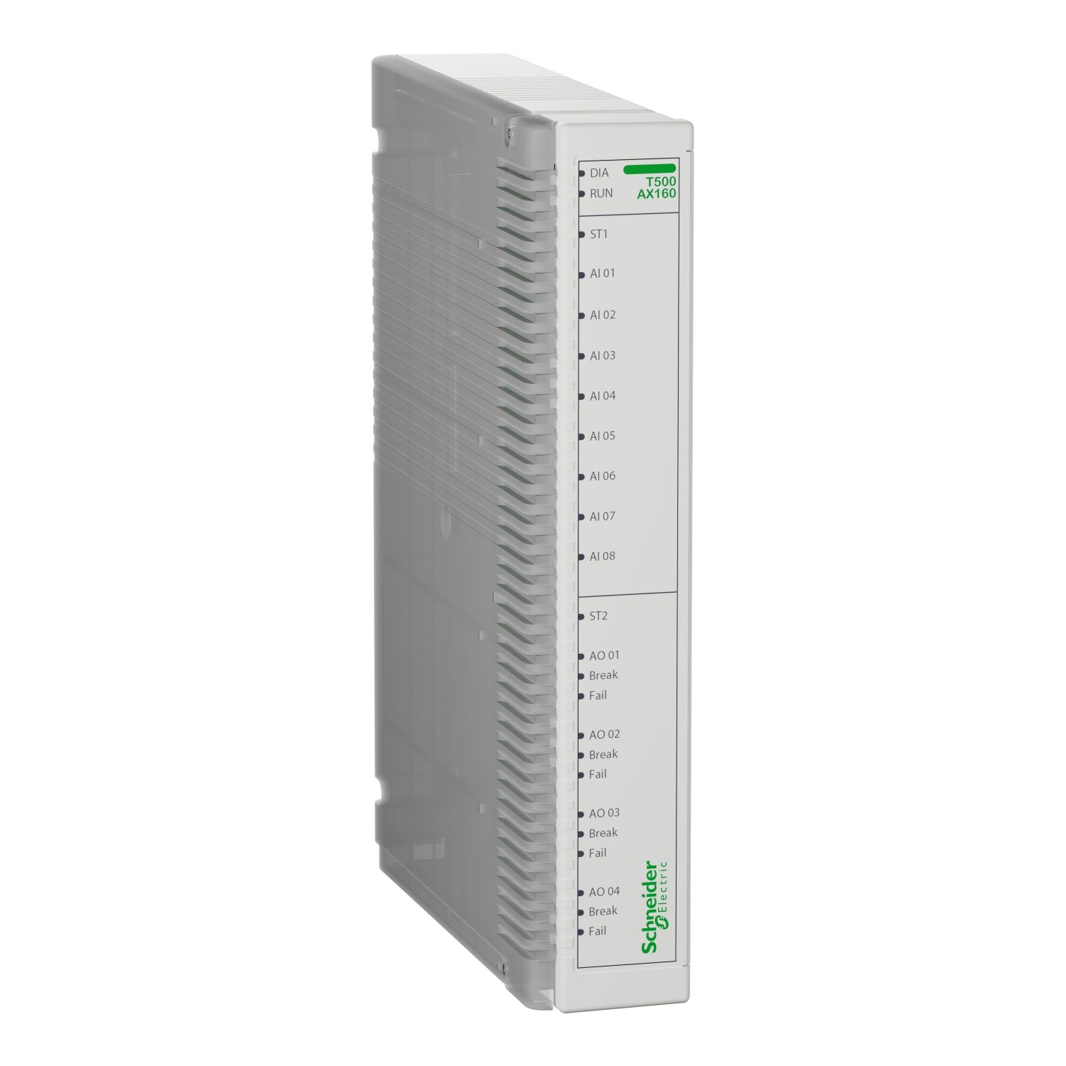 Picture of analog I/O PowerLogic T500, AX160/C2 hot-swappable expansion module 8 analog inputs, 4 analog outputs with 1ms timestamping, terminal blocks