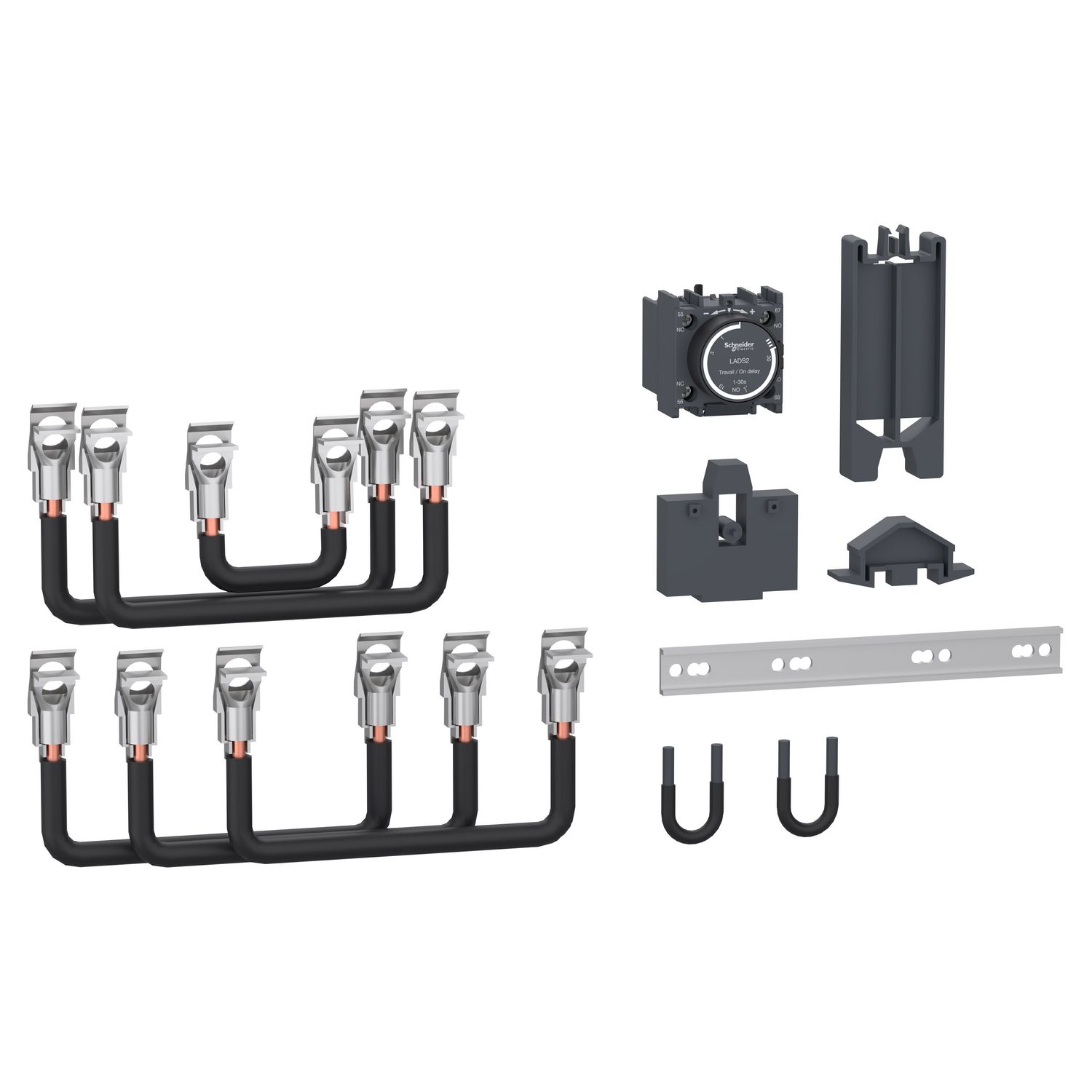 Picture of Kit for star delta starter assemby of for 3 x LC1D80 contactors or 3xLC1D95 contactors, with mechanical interlock and timer block