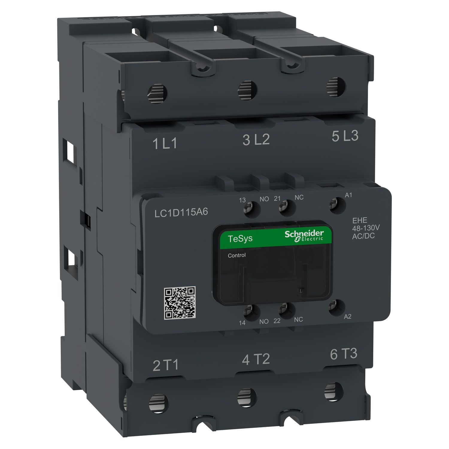 Picture of Contactor, Tesys Deca Advanced, 3P(3NO), AC-3/AC-3e, <=440V, 115A, 48-130V AC/DC coil,lugs-ring or bars
