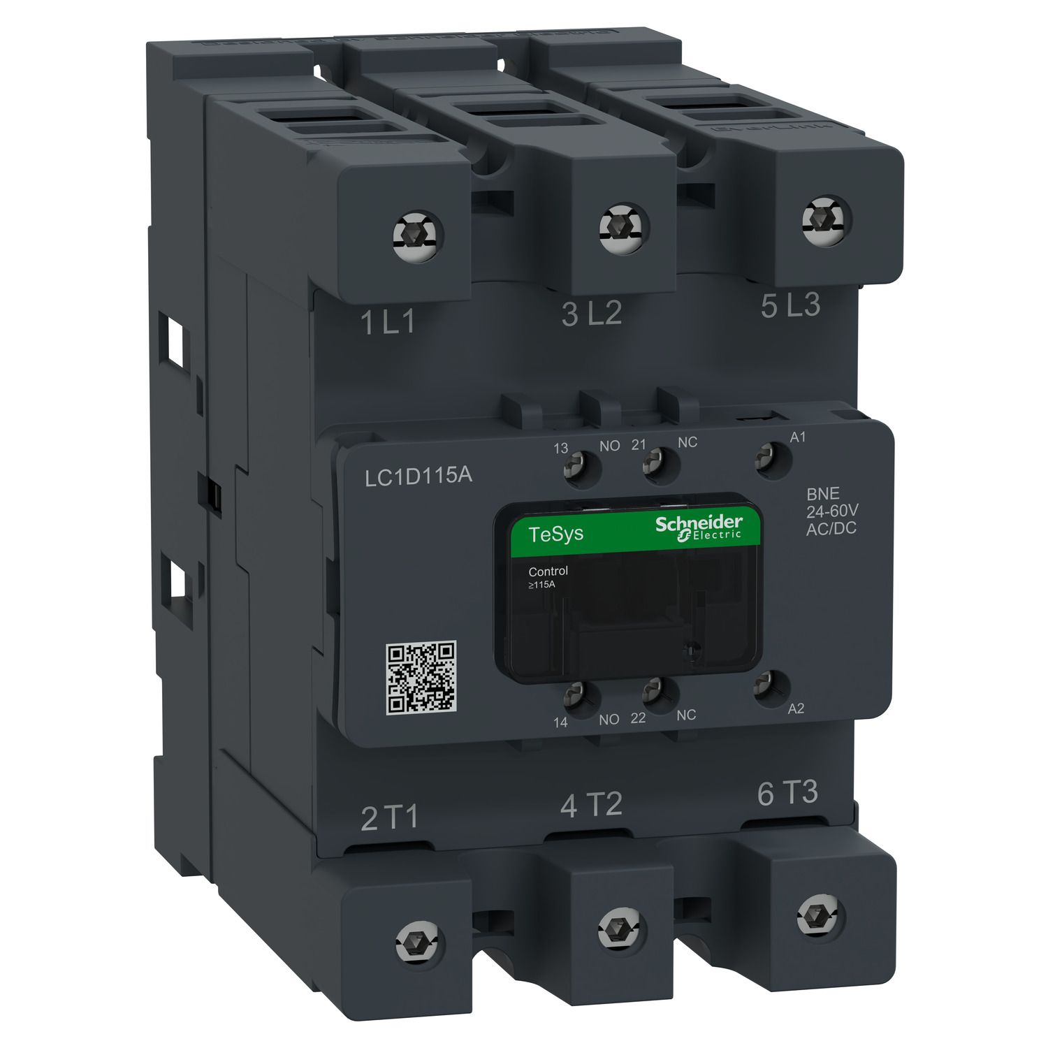 Picture of Contactor, Tesys Deca Advanced, 3P(3NO), AC-3/AC-3e, <=440V, 115A, 24-60V AC/DC coil, connector
