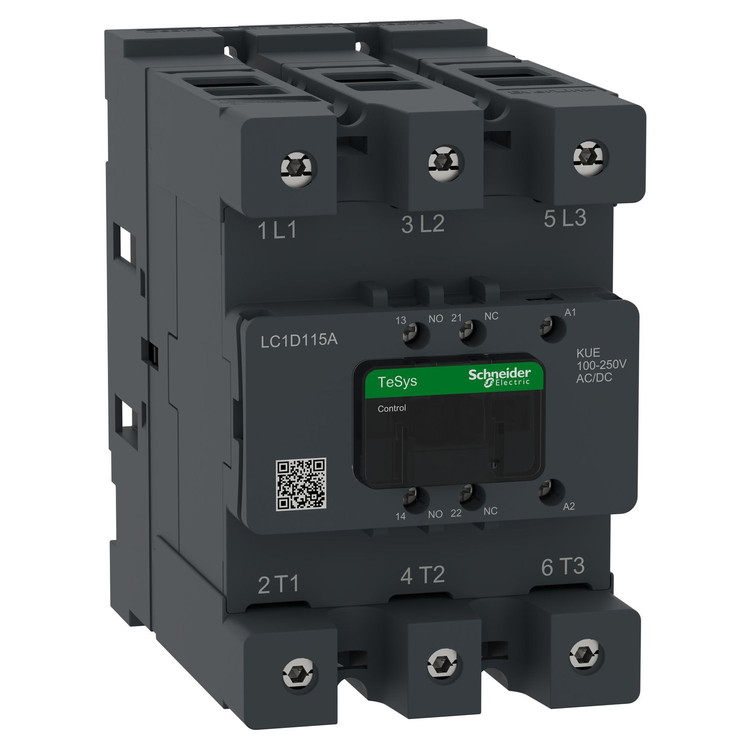 Picture of Contactor, Tesys Deca Advanced, 3P(3NO), AC-3/AC-3e, <=440V, 115A, 100-250V AC/DC coil,connector