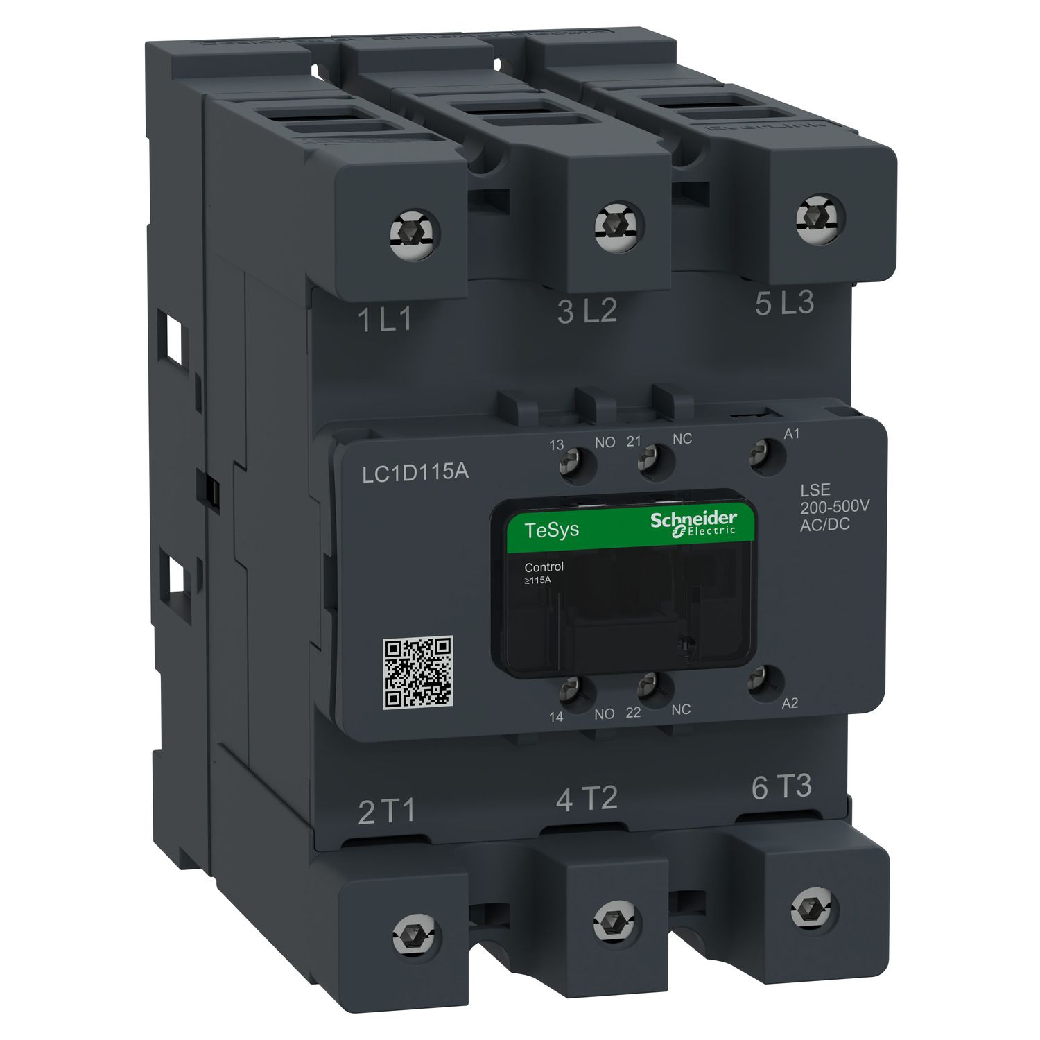 Picture of Contactor, Tesys Deca Advanced, 3P(3NO), AC-3/AC-3e, <=440V, 115A, 200-500V AC/DC coil,connector