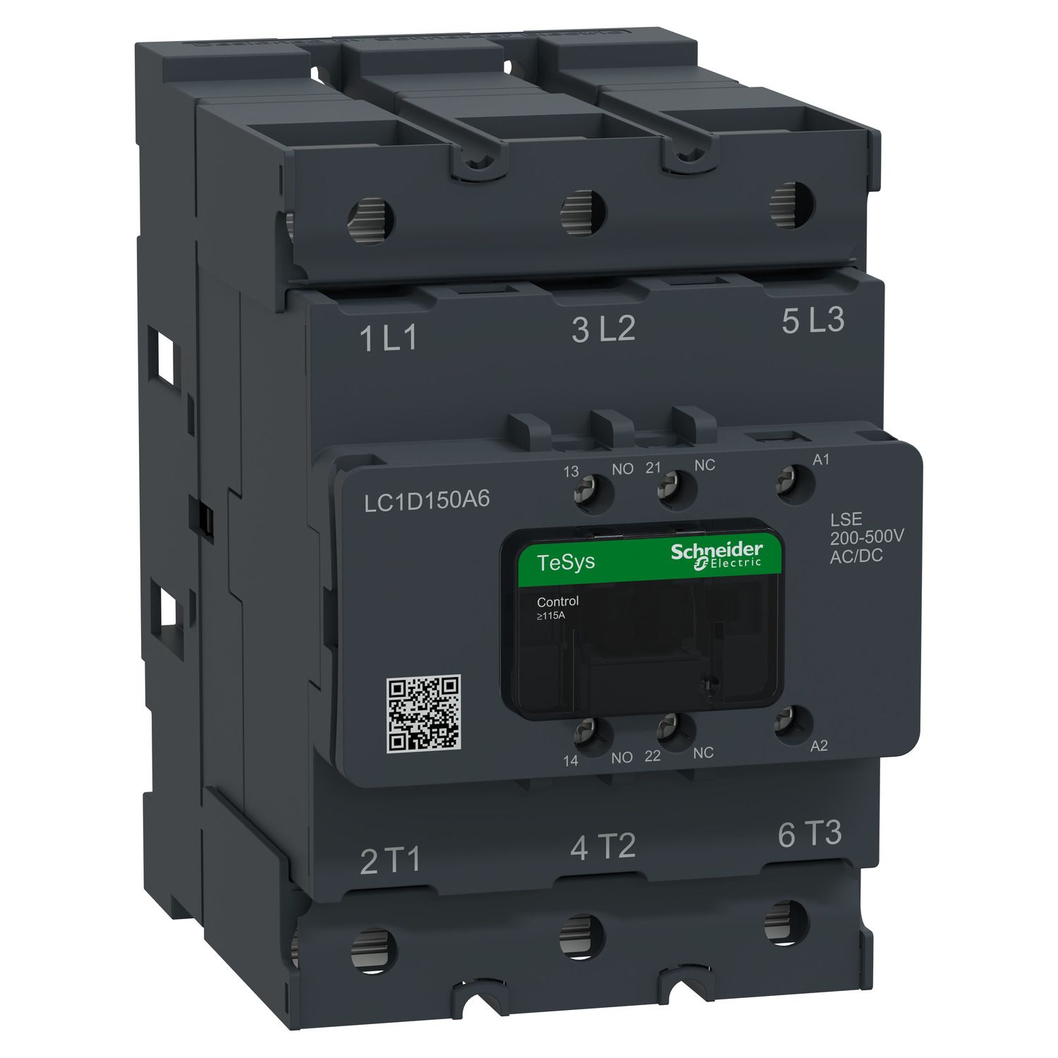 Picture of Contactor, Tesys Deca Advanced, 3P(3NO), AC-3/AC-3e, <=440V, 150A, 200-500V AC/DC coil,lugs-ring or bars
