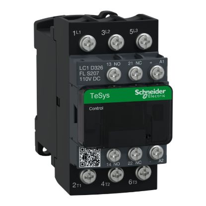 Picture of Contactor, TeSys Deca railway S207, 3P(3NO),AC-3/AC-3e, 32A, <=440V, 110V DC low consumption coil, lugs-ring terminals