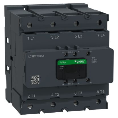 Picture of Contactor, Tesys Deca Advanced, 4P(4NO), AC-1, <=440V, 200A, 24-60V AC/DC coil,lugs-ring or bars