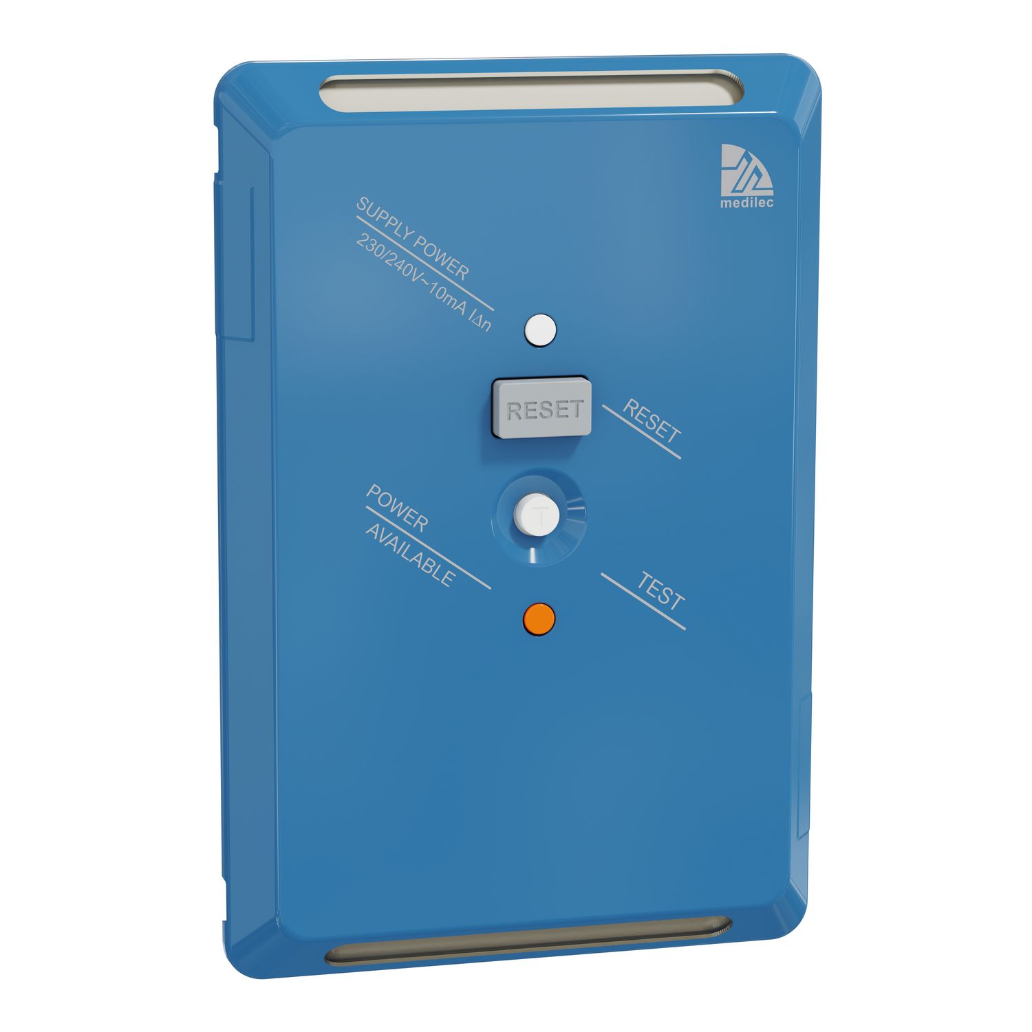Picture of RCD plate, Medilec, Clipsal, 10mA, 20A, vertical/horizontal, antibacterial, dark blue