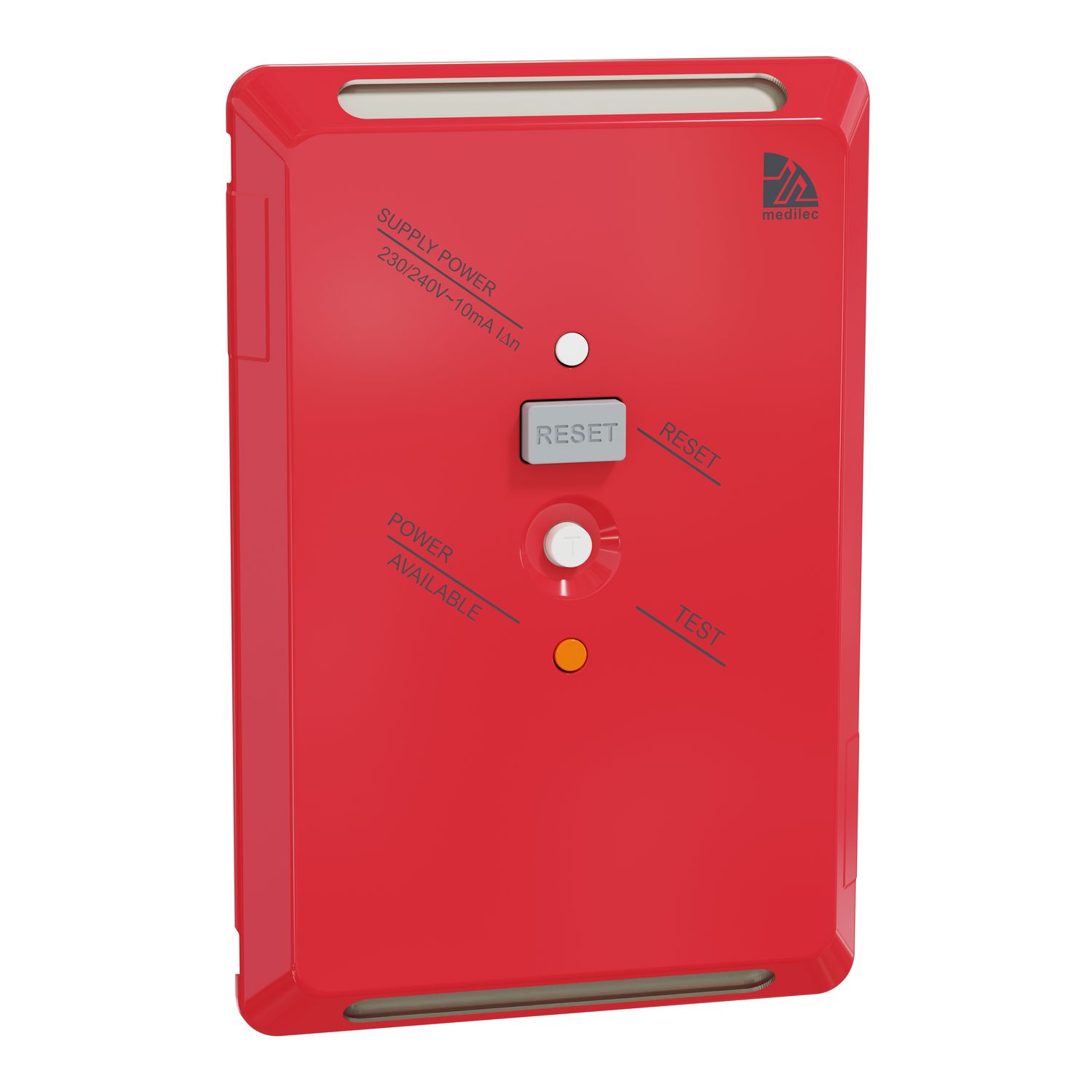 Picture of RCD plate, Medilec, Clipsal, 10mA, 20A, vertical/horizontal, antibacterial, red