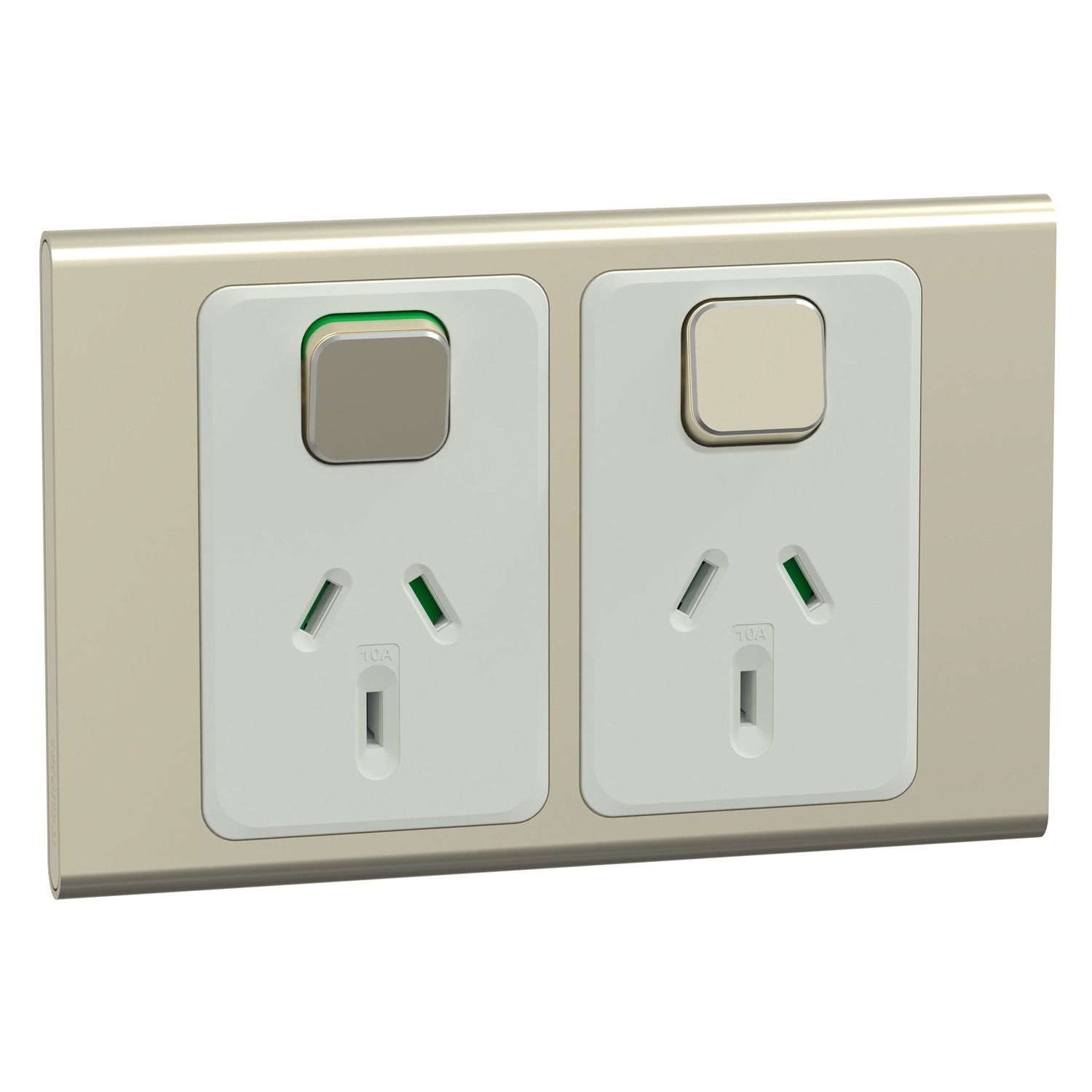 Picture of Switched Socket, Iconic, 2 switch & 2 socket, horizontal, 10A, 230/240V, crowne