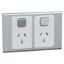 Picture of Switched Socket, Iconic, 2 switch & 2 socket, horizontal, 10A, 230/240V, silver