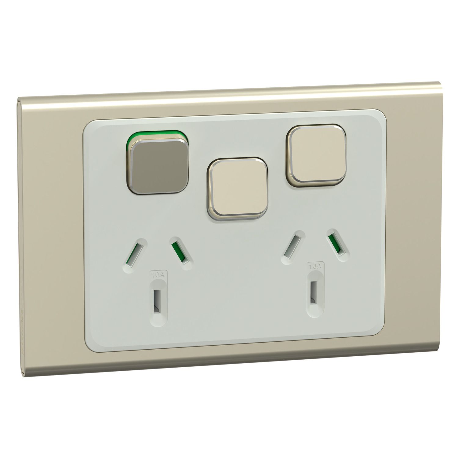 Picture of Switched Socket, Iconic, 3 switch & 2 socket, horizontal, 10A, 230/240V, crowne