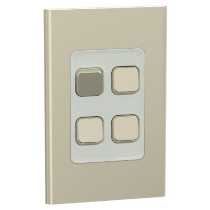 Picture of Switch, Iconic, Assembled, vertical, 1_2way, 4 gangs, 10AX, 230/240V, crowne