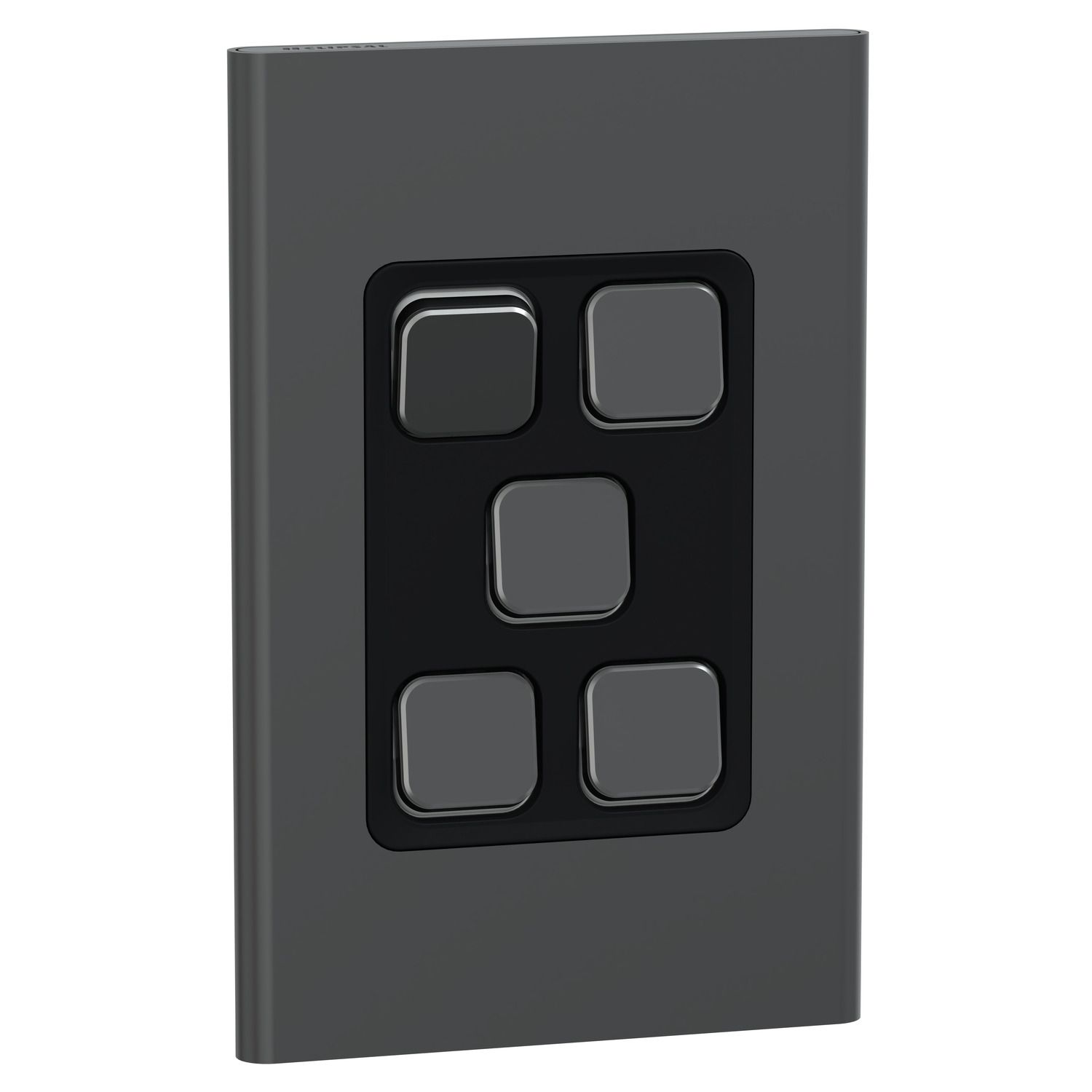 Picture of Switch, Iconic, Assembled, vertical, 1_2way, 5 gangs, 10AX, 230/240V, silver shadow