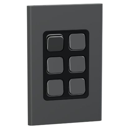 Picture of Switch, Iconic, Assembled, vertical, 1_2way, 6 gangs, 10AX, 230/240V, silver shadow