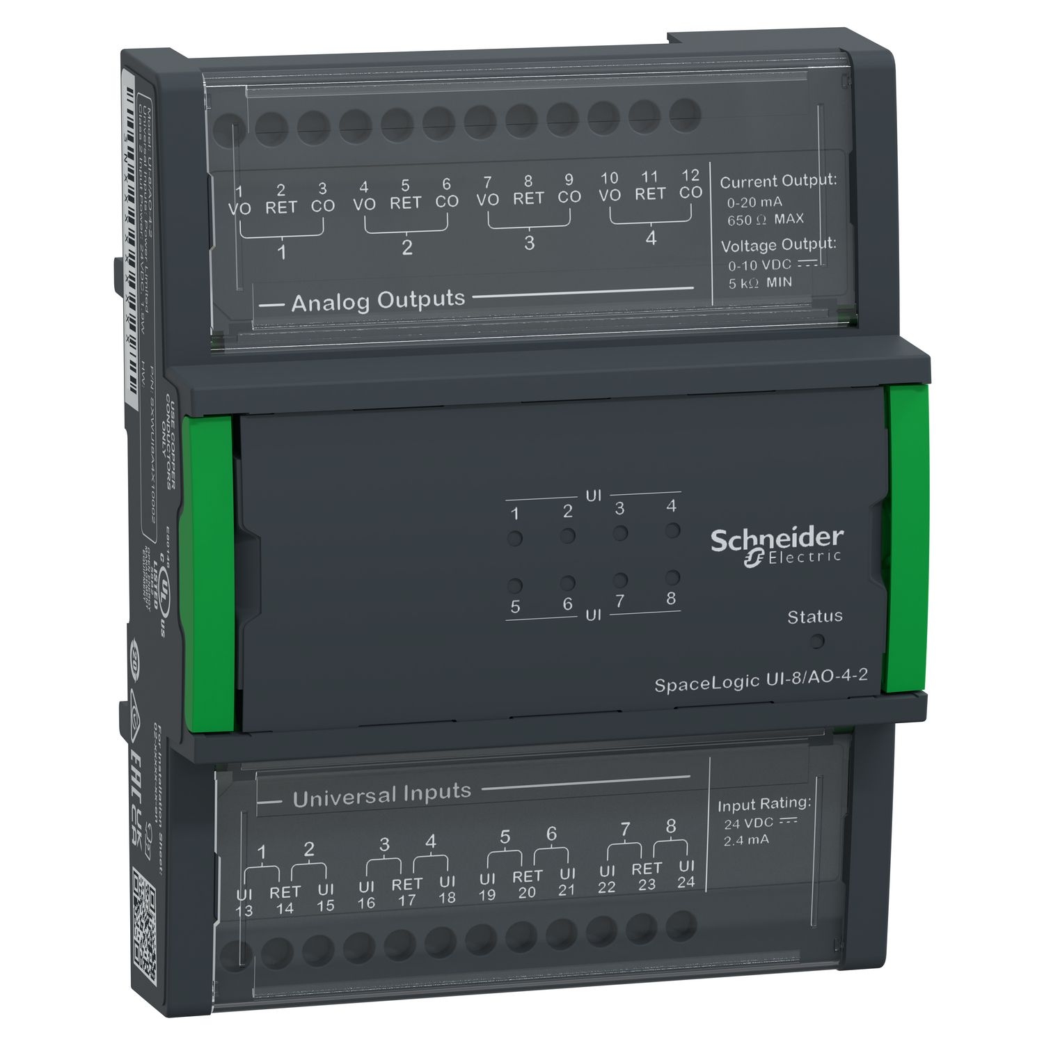 Picture of SpaceLogic Central I/O Expansion Module, 8 Universal Inputs, 4 Analog Outputs