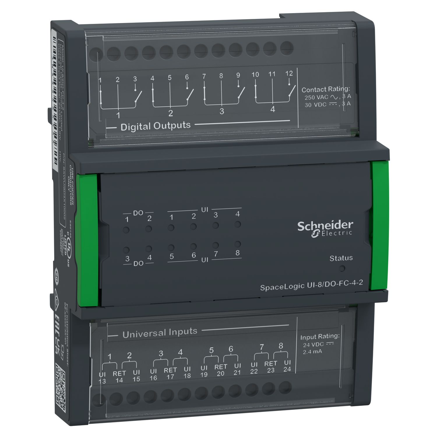 Picture of SpaceLogic Central I/O Expansion Module, 8 Universal Inputs, 4 Digital Outputs