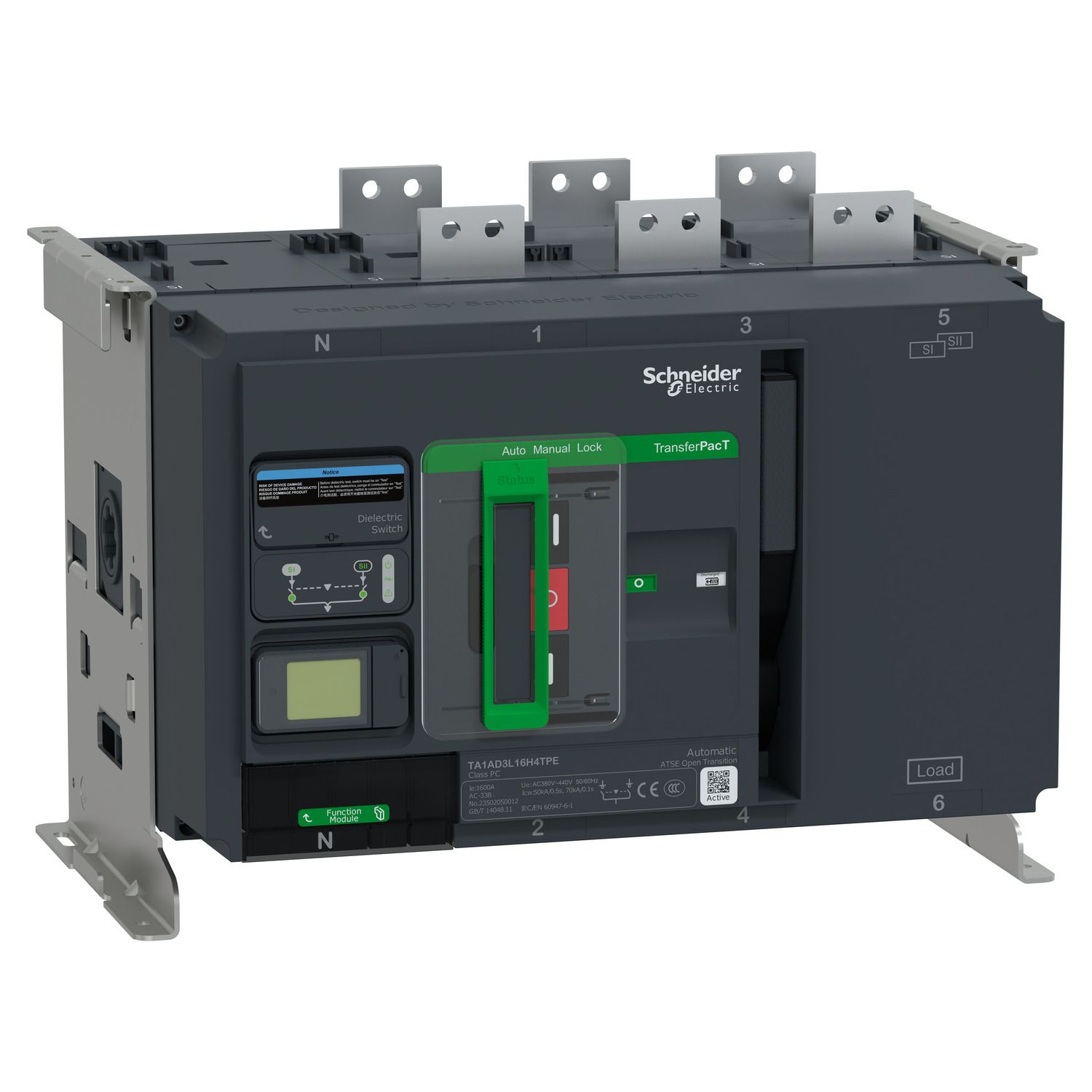 Picture of automatic transfer switch, TransferPacT, 1600A, 400V, 3P, LCD, TA1A