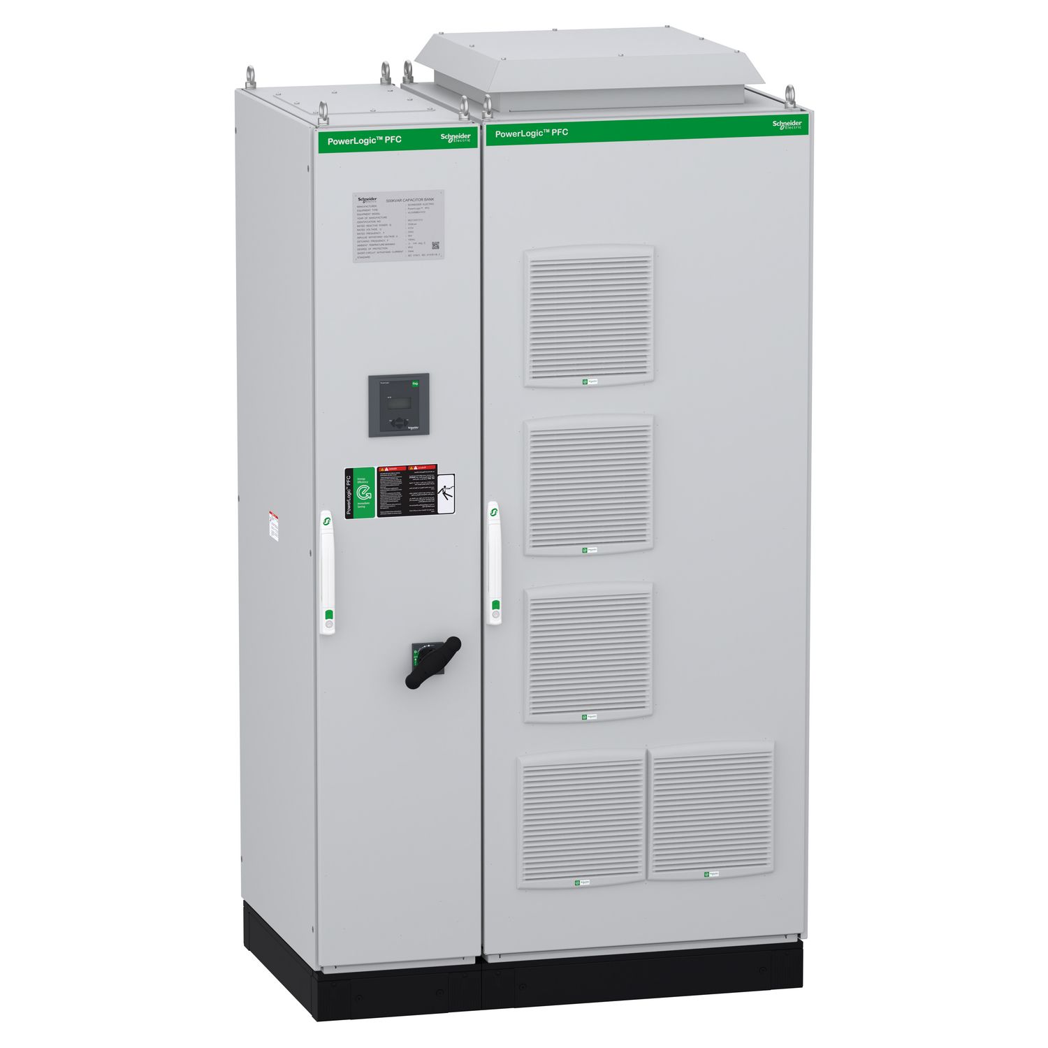 Picture of automatic PowerLogic PFC Capacitor bank, 300kVar 415V, 50Hz, 7% Detuned, top entry, with main CB and IoT Gatway