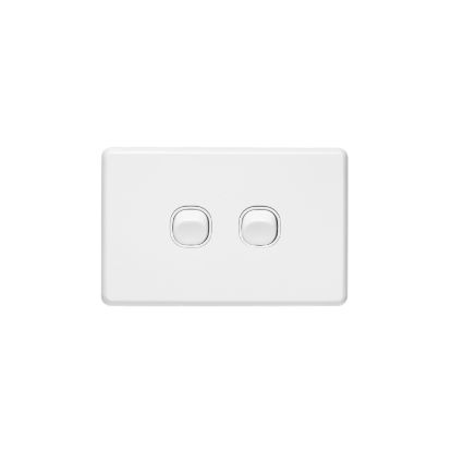 Picture of Switch, C2000, horizontal, 2-gang, 10A, 230/240VAC, white electric, 15 pieces