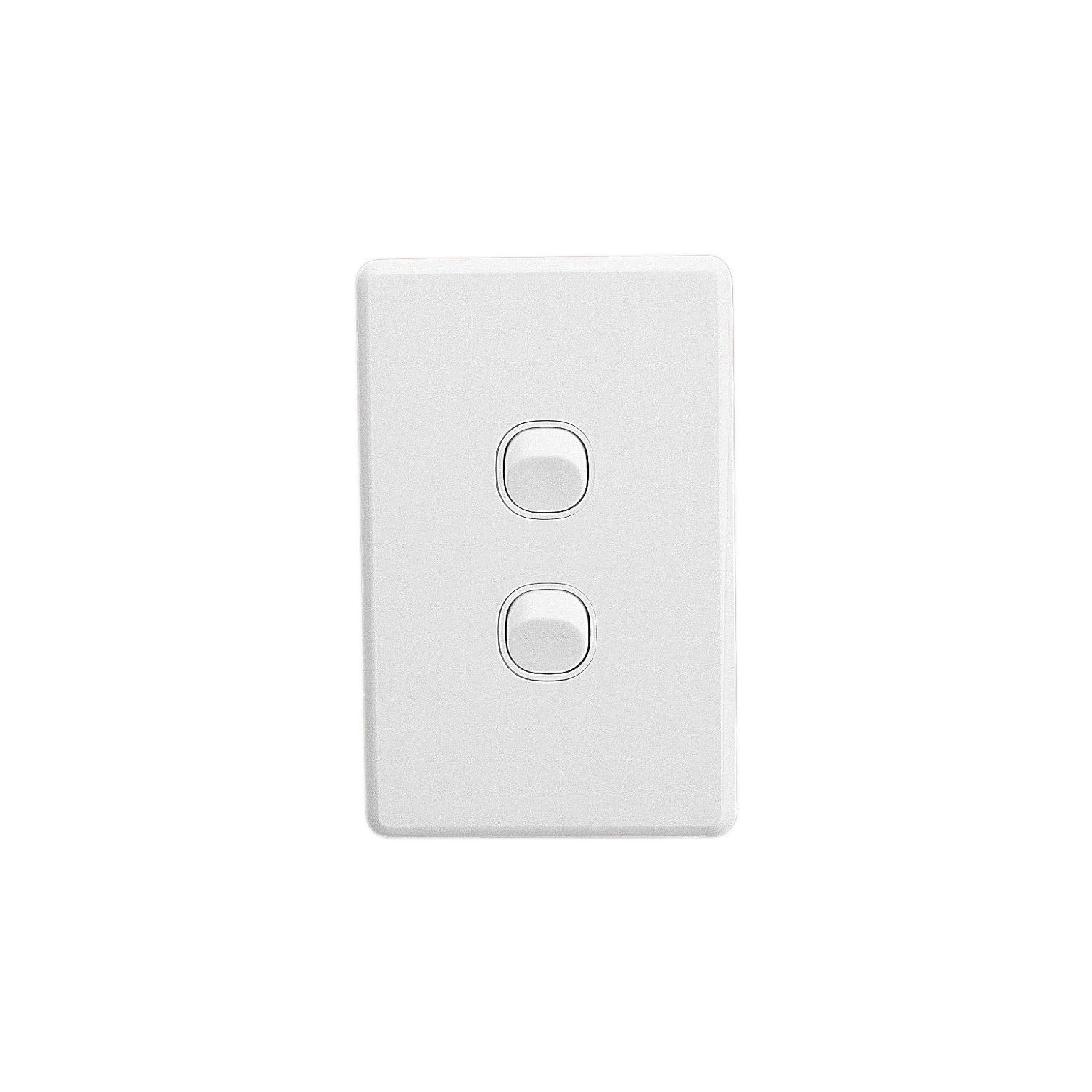 Picture of Switch, C2000, vertical, 2-gang, 10A, 230/240VAC, white electric, 15 pieces