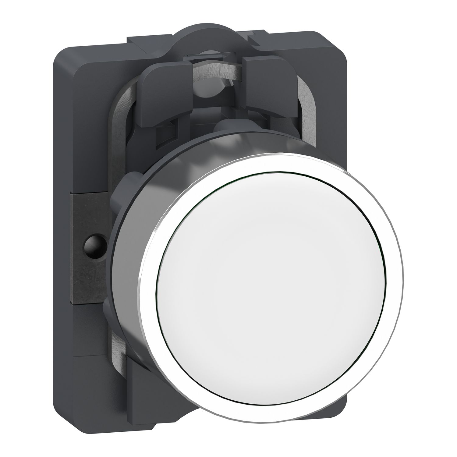 Picture of Complete push button, Easy Harmony XA2, plastic head, 22mm, white, 1NO, spring return, unmarked