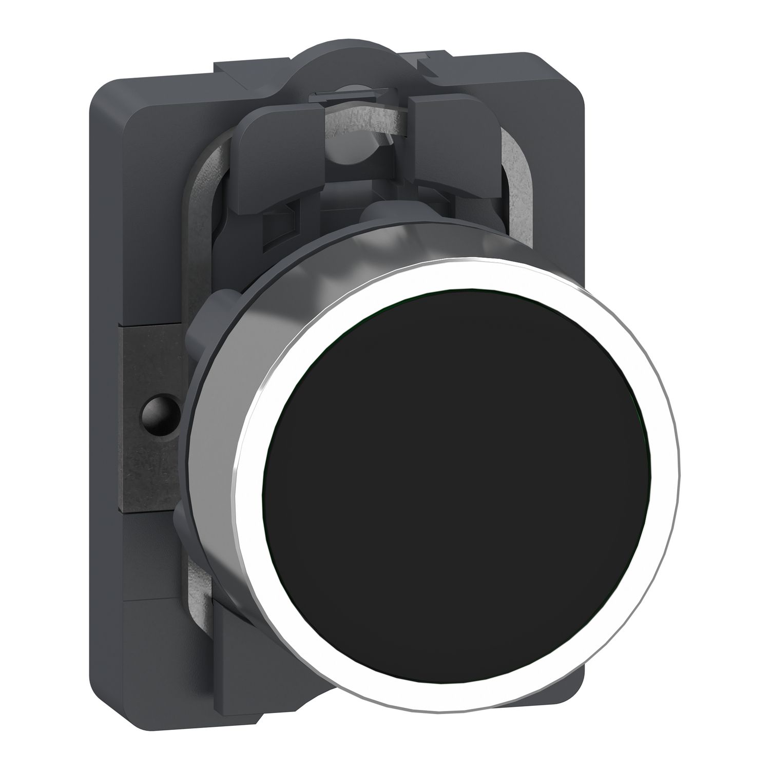 Picture of Complete push button, Easy Harmony XA2, plastic head, 22mm, black, 1NO, spring return, unmarked