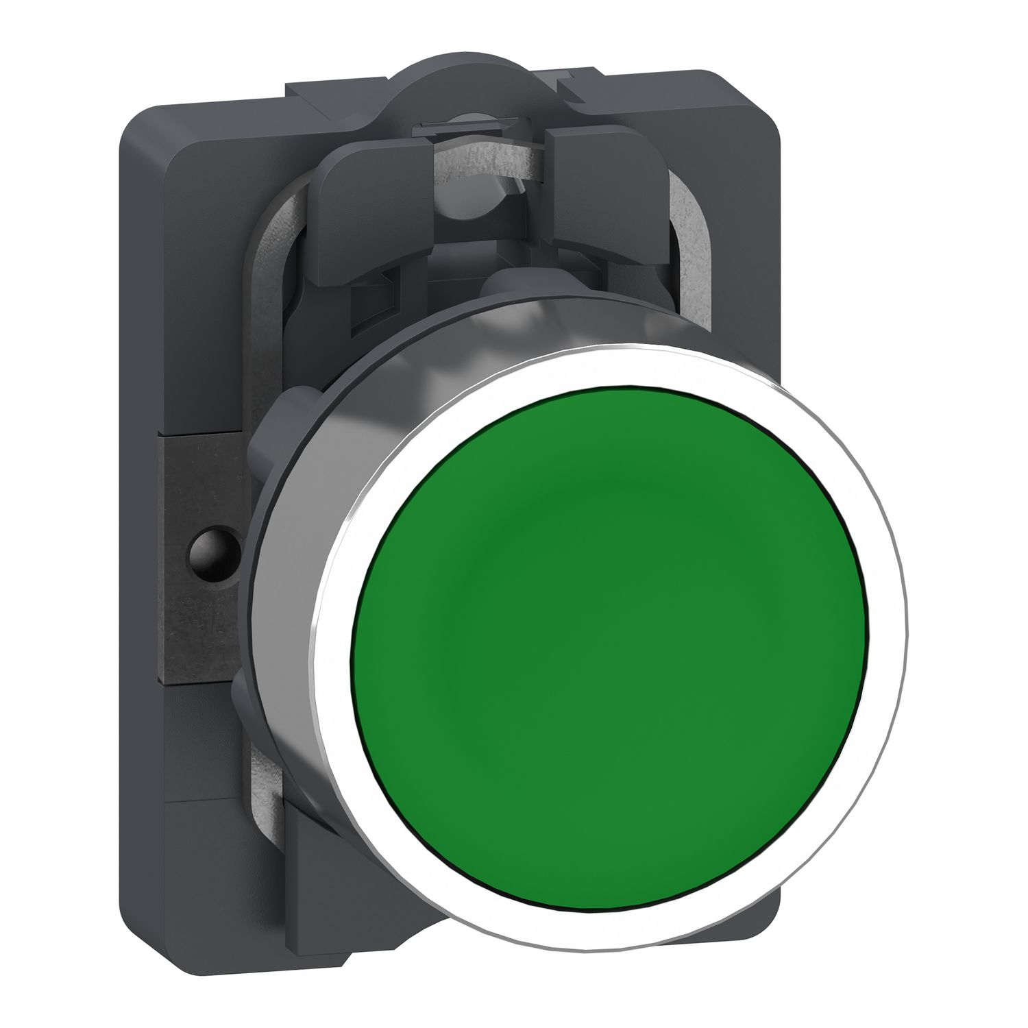 Picture of Complete push button, Easy Harmony XA2, plastic head, 22mm, green, 1NO, spring return, unmarked