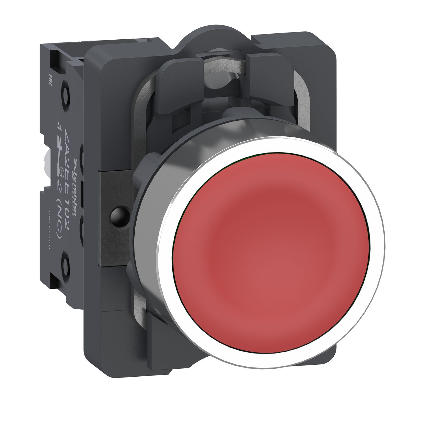 Picture of Complete push button, Easy Harmony XA2, plastic head, 22mm, red, 1NC, spring return, unmarked