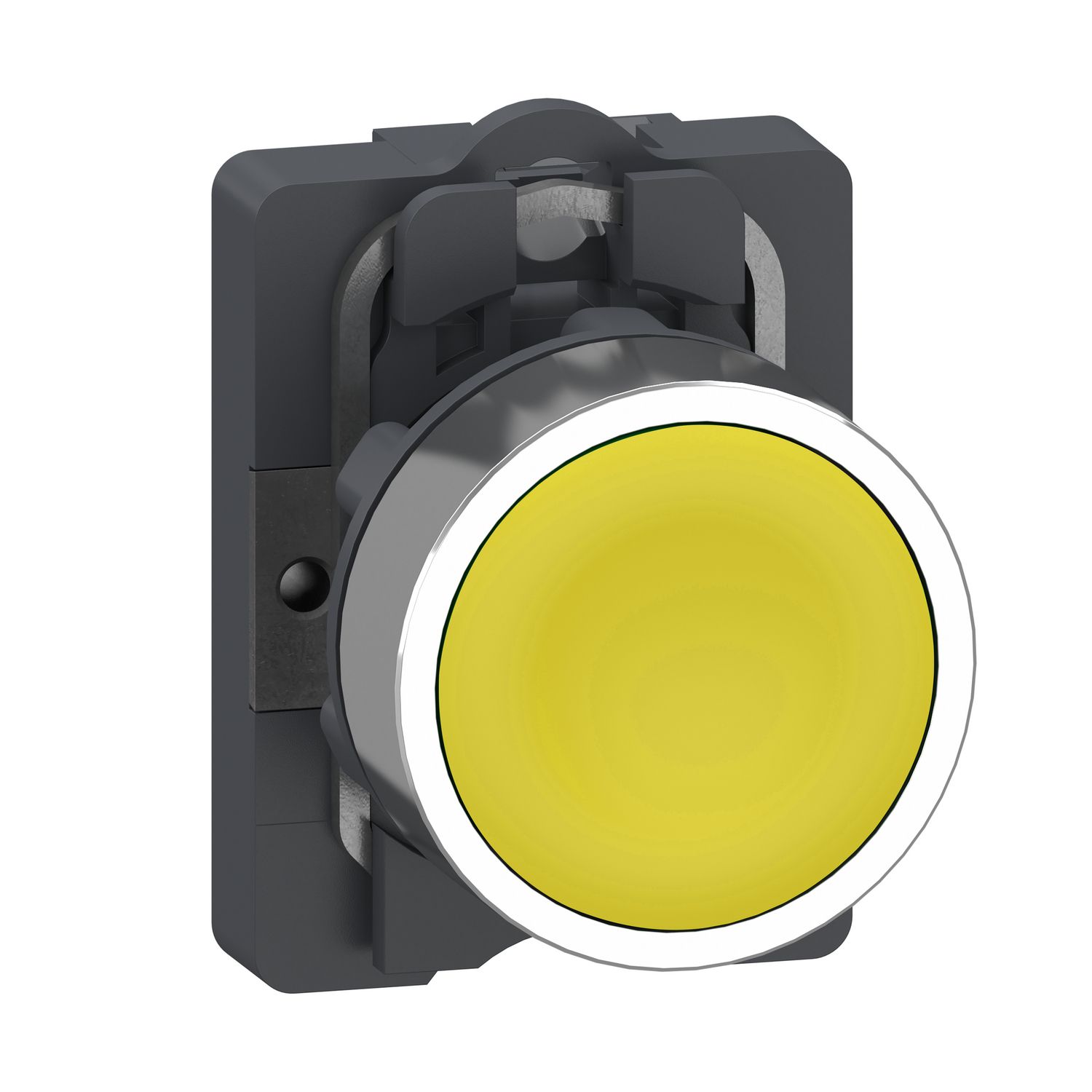 Picture of Complete push button, Easy Harmony XA2, plastic head, 22mm, yellow, 1NO, spring return, unmarked