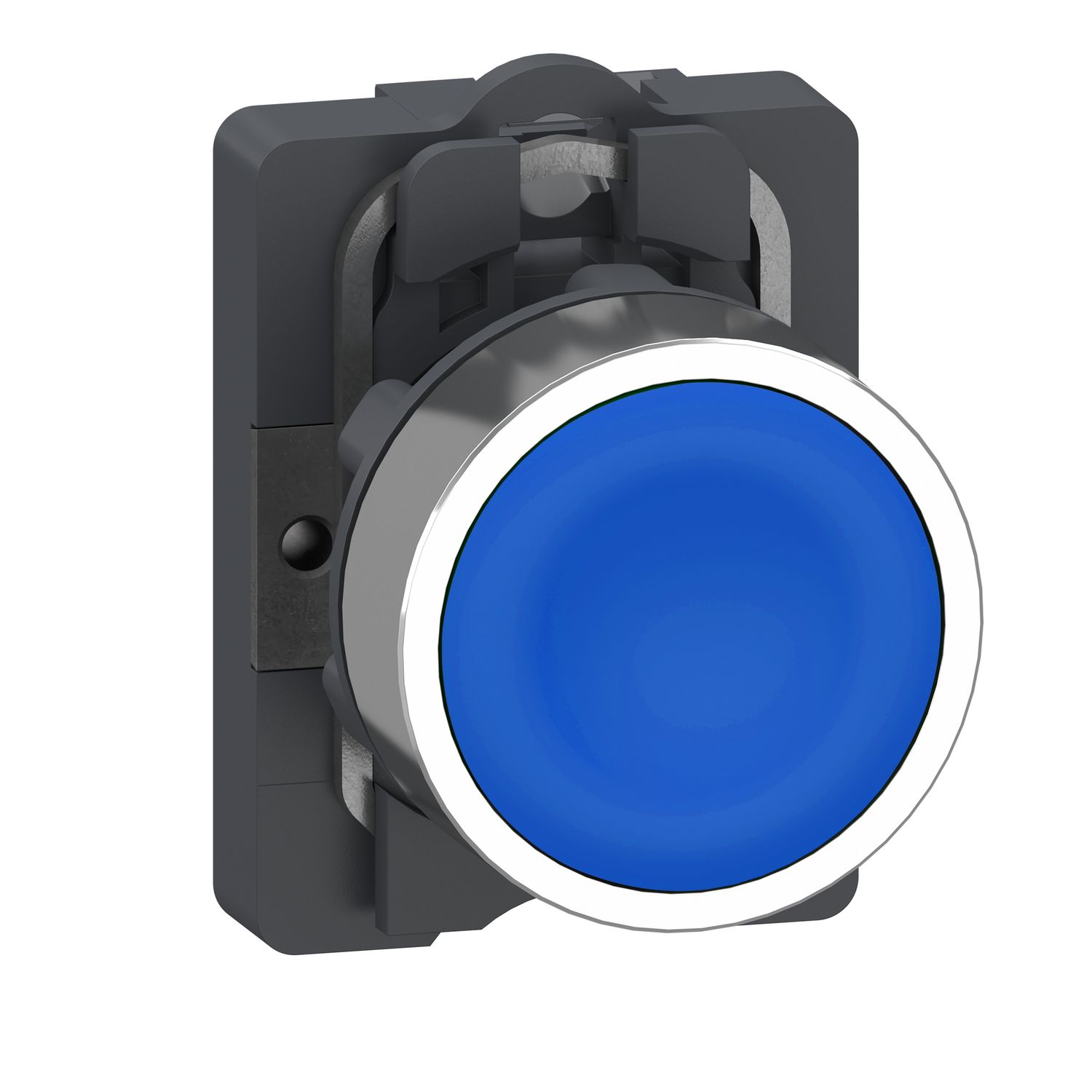 Picture of Complete push button, Easy Harmony XA2, plastic head, 22mm, blue, 1NO, spring return, unmarked