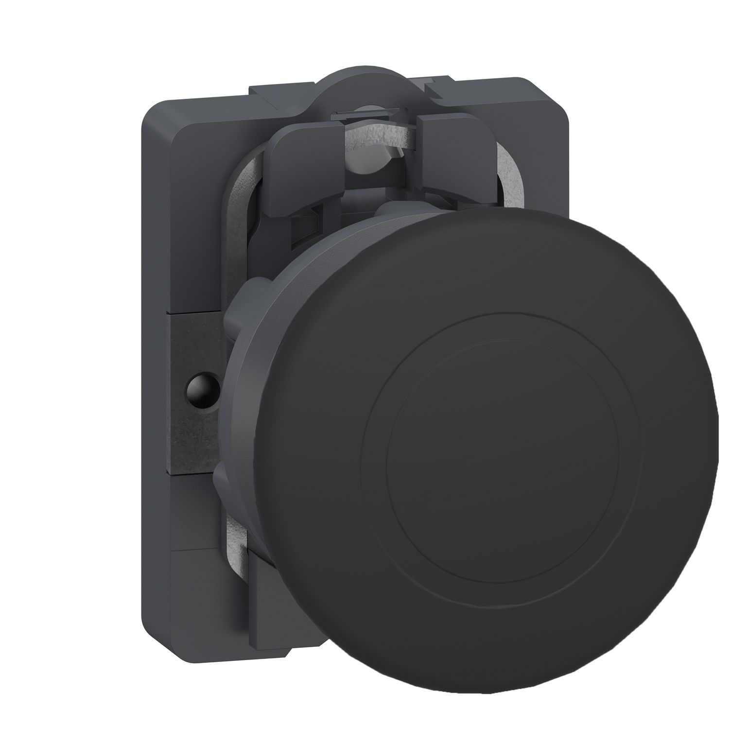 Picture of Complete push button of DIA40, Easy Harmony XA2, plastic mushroom head, 22mm, black, 1NO, spring return, unmarked