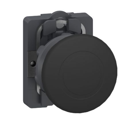 Picture of Complete push button of DIA40, Easy Harmony XA2, plastic mushroom head, 22mm, black, 1NO, spring return, unmarked