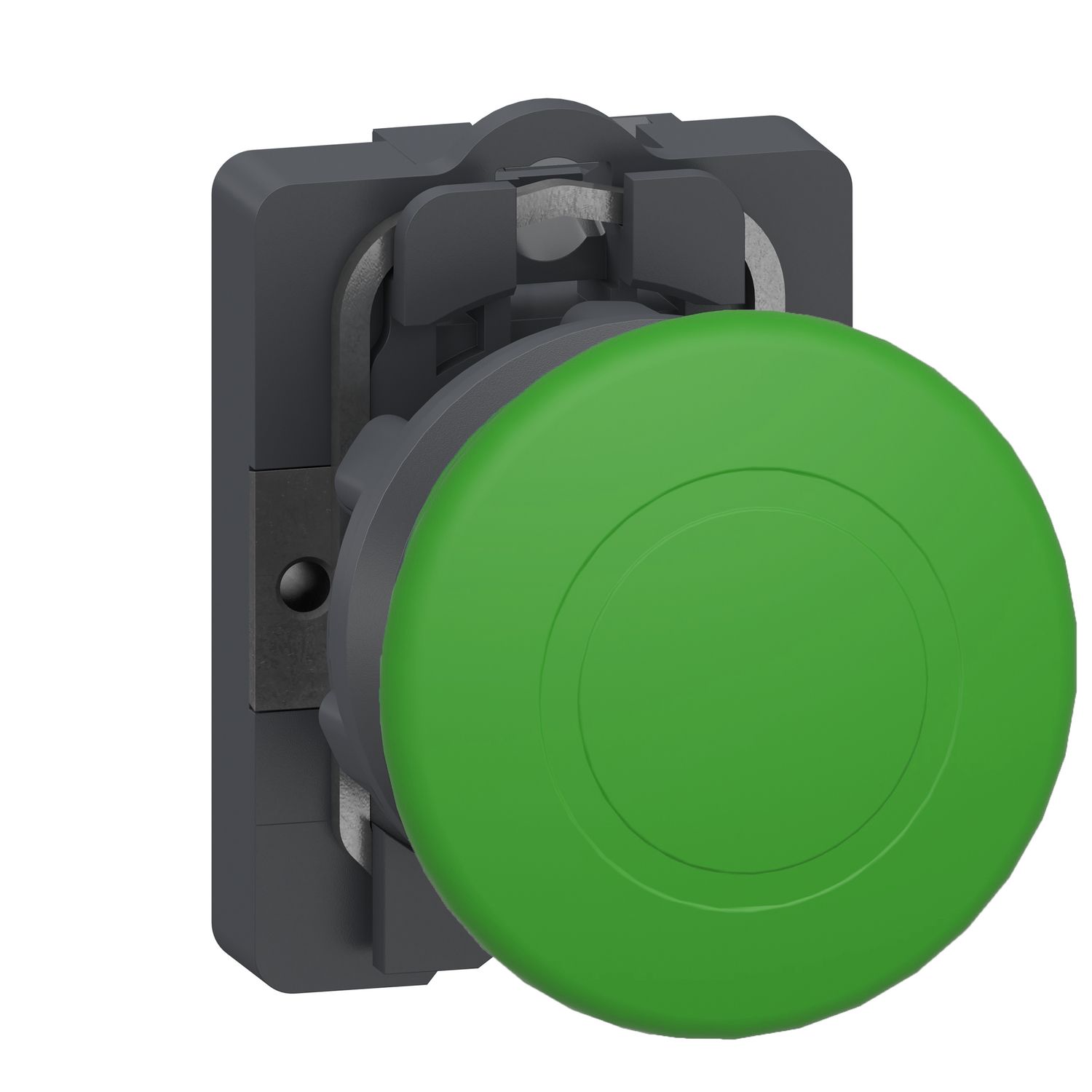 Picture of Complete push button of DIA40, Easy Harmony XA2, plastic mushroom head, 22mm, green, 1NO, spring return, unmarked