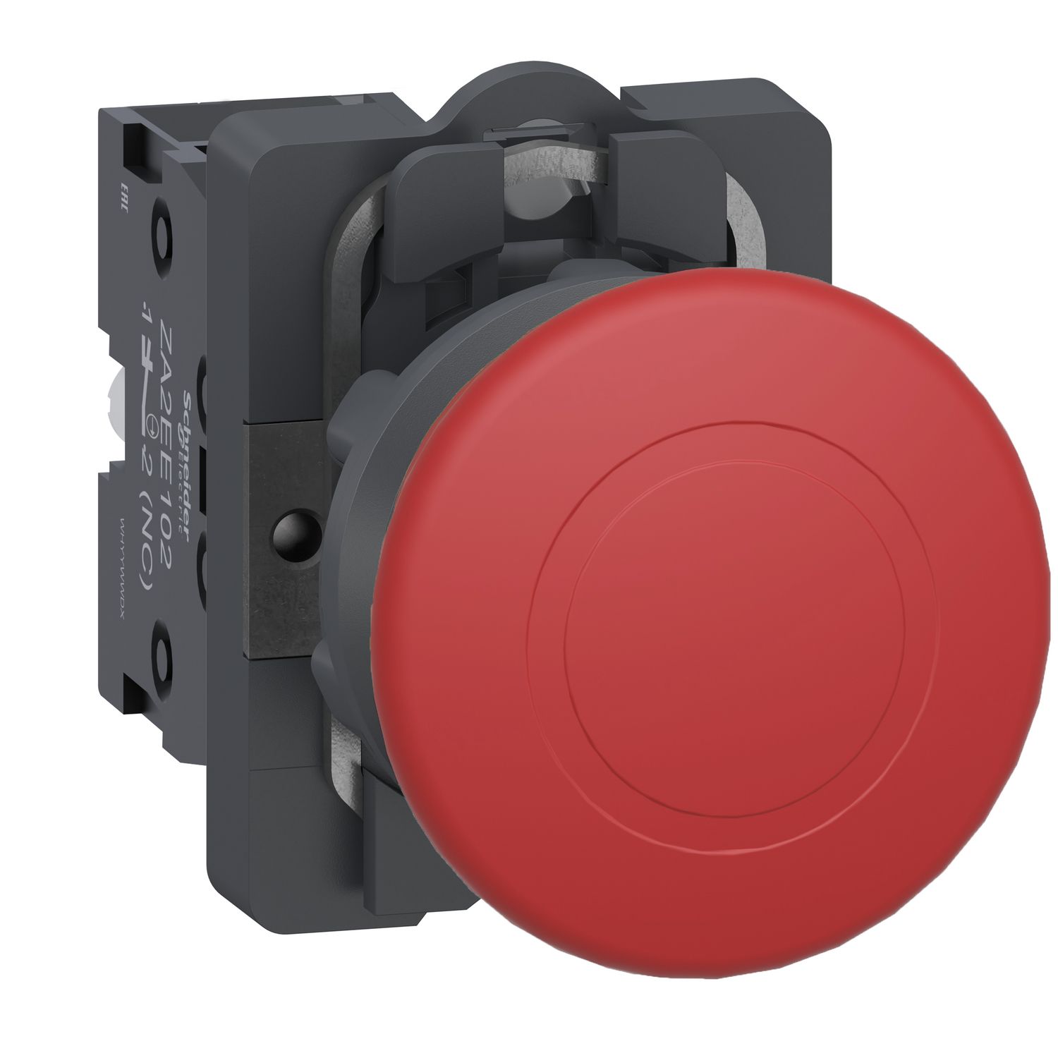 Picture of Complete push button of DIA40, Easy Harmony XA2, plastic mushroom head, 22mm, red, 1NC, spring return, unmarked