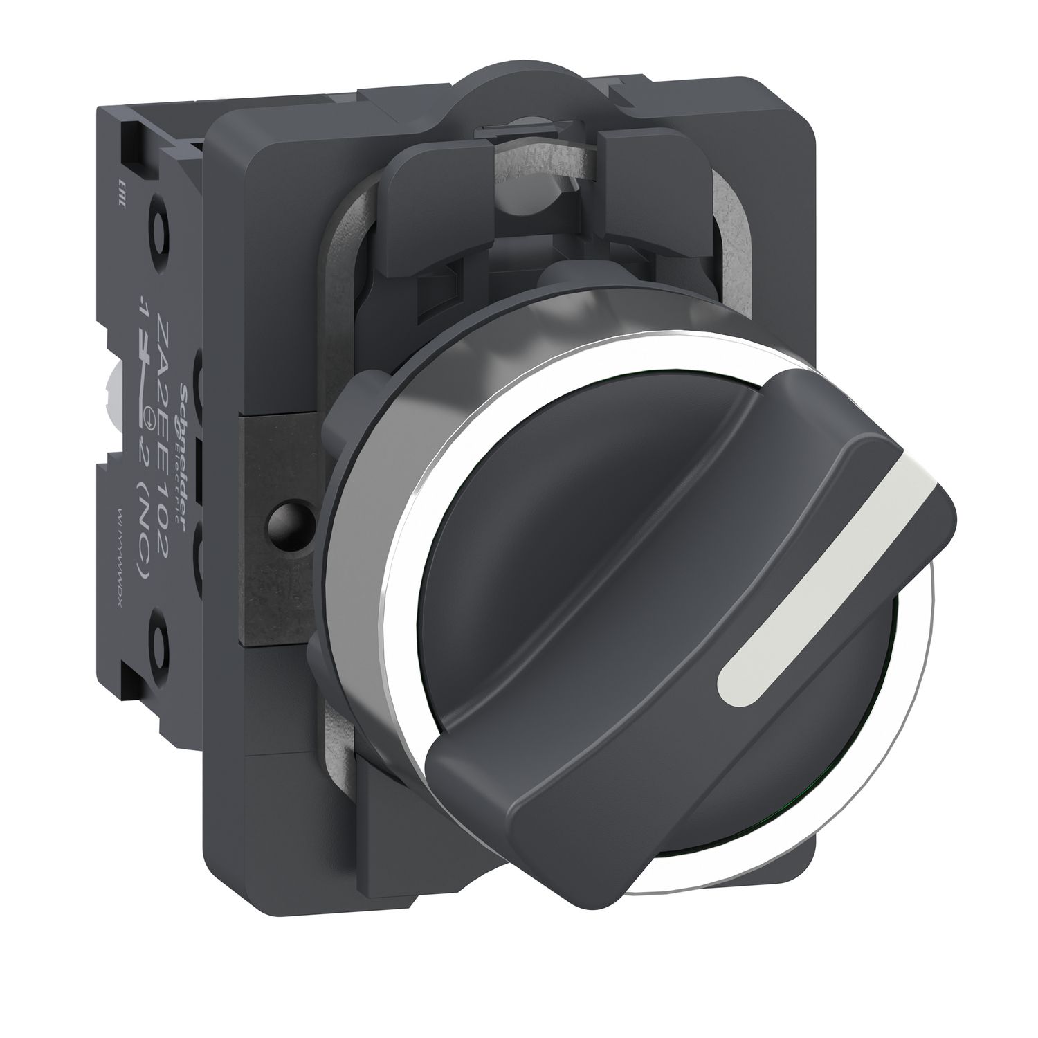 Picture of Complete selector switch, Easy Harmony XA2, plastic short handle, 22mm, 2-position, 1NO+1NC, stay put, black