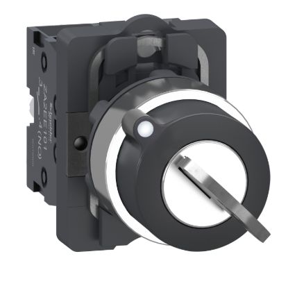 Picture of Complete key switch, Easy Harmony XA2, plastic head, 22mm, 2 positions, left pull-out, 2NO, spring return